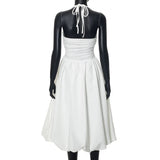 Tube Solid Frill Midi Dress-Outfit
