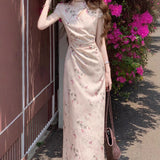 Chinese White Design Feeling Small Gentle And Comfortable Green Butterfly Flaking Cheongsam Women's Two-Color