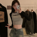 Toloer Embroidered Long-Sleeved T-Shirt Women's Fall 2024 New Slim Show Slim Design Sense Short Student Bottom