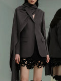 Small Suit Woman 2025 Autumn And Winter New Personality Wear Shawl Design Long-Sleeved Blazer Women's