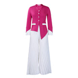 Women's 2025 Spring New Fashion Flare Sleeve Top Pressed Folded Leg Pants Set African