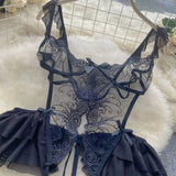 Sheer Lace Design Bodysuit Lingerie-Outfit