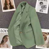 Toloer 2024 The New Green Suit Jacket Female Net Red Fashion Versatile Spring And Autumn Temperament Small Suit-Outfit