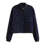 Spring Style Flip Large Pocket Decoration Vertical Collar Loose Jacket Jacket-Outfit