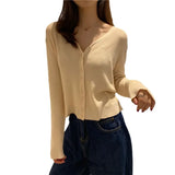 Toloer Sweater With Cardigan Shawl Loose Coat Female Autumn Korean Version Thin Sunscreen Shirt V-Neck Long Sleeve Jacket-Outfit