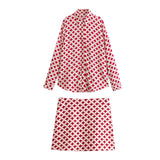 Loose Sagging Long-Sleeved Casual Shirt 9878100 Printed Half Skirt 9878100 Set-Outfit