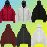 And Winter Personality Double Hat Design Hoodie Zipper Open Shirt Casual Coat