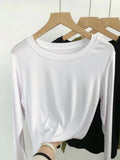 Toloer Comfortable Super Soft Modal Cotton Long Sleeve T-Shirt Women's Spring New Solid Color Round Collar With A Bottom