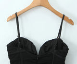 Black Mesh Frill Tulle Strap Mini Dress-Outfit