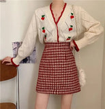 Gingham Plaid High Waist Mini Pencil Skirt-Outfit