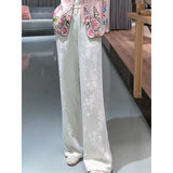 Printing High Waist And Thin Wide Legs 2023 New Senior Spring And Autumn New Style Casual Trousers Women-Outfit