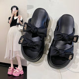 Toloer Fairy Wind Thick Bottom Muffin Increased Small Cool Slippers Female With Skirt Summer Wear 2024 New-Outfit