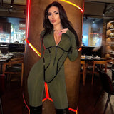 Babes Fashion Sports Leather Woven Strip Split Line Long Sleeve Zipper Tight Hip