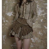 Women Vintage 90s Aesthetic 2000s Harajuku Korean Fashion Y2k Short Mini Skirt Japan Style Print Splicing Y2k Vintage A skirt-Outfit