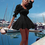 Toloer Spot 2024 New Women's Fashion Temperament Long Sleeve Combed Cotton Mini Embroidered Dress-Outfit