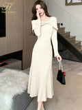Han Queen New In Dresses Autumn Winter Elegant And Pretty Women's Dresses Work Casual Evening Party Vestidos Female Clothing-Outfit