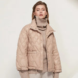 Aachoae Womens Coats 2021 Winter Single Breasted Coat With Pockets Long Sleeve Fashion Down Jacket Female Thick Warm