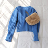 Short knitted Sweater Women 2022 New Pullover Autumn Winter loose Outer Wear Student Base Thick Lazy female Top