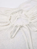 Lace See through Backless Tie Up Bandeau Top-Outfit