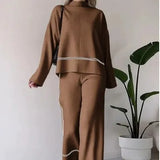 2025 New Solid Color Casual Blouse Loose Comfortable Design Micro-Thorn Trousers Set
