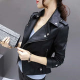 And Autumn 2025 New PU Leather Women's Small Coat Short Locomotive Black Casual Lady Repair Height Waist Leather