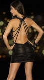 Hot Selling Patent Leather Sexy Dress Hanging Neck Bare Backpack Ass Short Dress