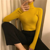 Turtleneck Pullovers Sweaters Women 2022 Autumn Winter Primer Shirt Long Sleeve Short Slim-fit tight Jumper Tops