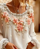 Hot 3D Digital Print Ladies Round Collar Retro Bohemian