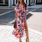 Summer Women's New Sexy High-Waist Fashion Print Open Skirt Dress