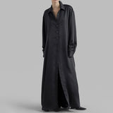 Toloer 2024 New Fashion Casual Wind Lapel Side Fork Design Sense Simple Versatile Long Sleeve Long Shirt Woman-Outfit
