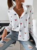 Butterfly Print Shirt Blouse Women Spring Summer Fashion Slim Long Sleeve Shirts For Women 2023 Elegant Ladies Button Top-Outfit