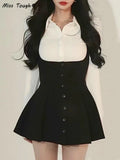 Sexy Party Dress Women Vintage Designer Chic Mini Dress Casual Korean Fashion High Waist Strap Dress Summer 2023 New 1028-1-Outfit