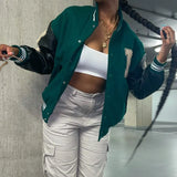 Women Leather Baseball Jacket Harajuku Bone Letter Varsity Bomber Jackets Hip Hop Streetwear Men College Breasted Coats