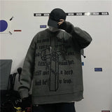 Pullover sweater women loose oversized Harajuku style religious Gothic cross jacquard thickened men and women knitted