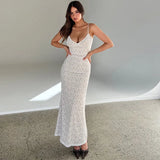 New Summer Women's Fashion Sling Sexy Lace Low-Cut Slim Hip Wrap Dress-Outfit