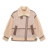 Women Fashion Thick Warm Faux Fur Shearling Jacket Coat Vintage Long Sleeve Zip-up Female Outerwear Chic