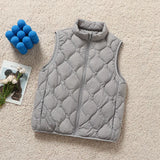 Autumn And Winter New Down Jacket Vest Female Short Stand Collar Leisure Light Vest Warm Large Size Sleeveless Coat-Outfit