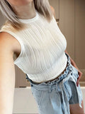 New Simple Temperament Slim Flower Bone Sleeveless Round Collar Women's Small Vest-Outfit