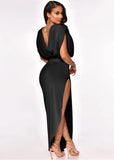 Elegant Sleeveless Ruched Split Irregular Party Dress 703-0-Outfit