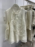 Three-Dimensional Embroidery New Chinese Style Plate Button Nail Beaded Blouse 2024 Summer New Style Shirt-Outfit