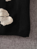 Autumn Winter Floral Print Sweater Women Knitted Pullover Femme Sweaters High Quality Knitted Oversize black Sweater