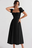 New Summer Fashion Bubble Sleeves With Open Fork Dress Dress Woman