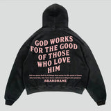 Cotton Unisex Hoodie Print Quote God Works For The Good Of Those Who Love Him-Outfit