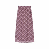 Vintage Plaid Print Maxi Skirt-Outfit
