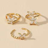 Zircon Butterfly Open Ring Three-piece Set-Outfit