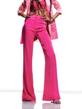 2022 Autumn Rose Red Women Pants Fashion Heart Open Satin Pants For Women High Waist Elegant Wide Trousers