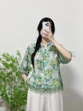 Printed Trimmed Short-Sleeved Shirt-Outfit