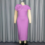 Banquet Evening Dress Round Collar Sleeveless Styling Floral Dress Party
