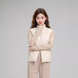 Autumn And Winter New Down Jacket Vest Female Short Stand Collar Casual Gourd Pressure Line Light Sleeveless Coat Coat-Outfit