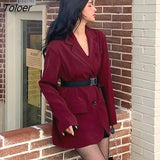 Women Spring Clothes 2021 Retro Burgundy Elegant Fashion Classy College All-match Vintage Loose Simple Design
